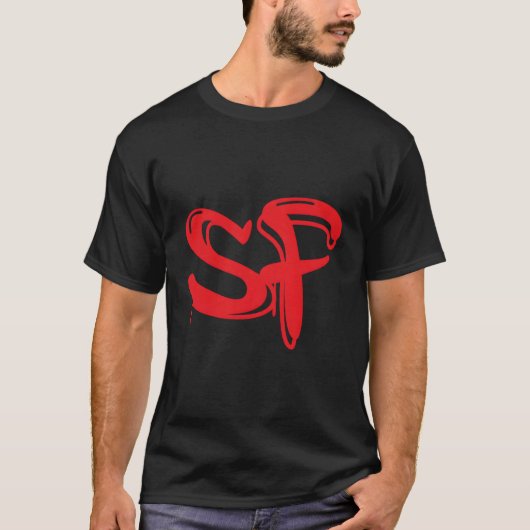 Rode San Francisco SF graffiti stijl T-shirt (Voorkant)