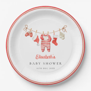 Rode Santa Baby Baby Shower Papieren Bordje