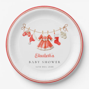 Rode Santa Baby Baby Shower Papieren Bordje