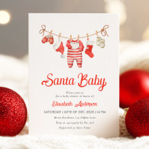 Rode Santa Baby Baby Shower Uitnodiging