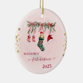 Rode Santa Baby Beer Kerstkleding Vakantie Keramisch Ornament (Rechts)