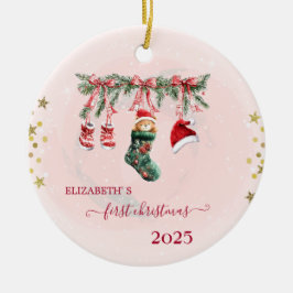 Rode Santa Baby Beer Kerstkleding Vakantie Keramisch Ornament