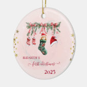 Rode Santa Baby Beer Kerstkleding Vakantie Keramisch Ornament (Links)