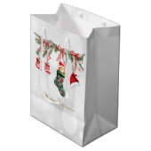 Rode Santa Baby Beer Kerstmiskleding Bokeh Medium Cadeauzakje (Voorkant Gekanteld)