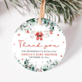 Rode Santa Baby Christmas Clothesline Baby shower Bedankjes Labels