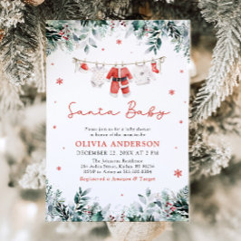 Rode Santa Baby Christmas Clothesline Baby shower Kaart