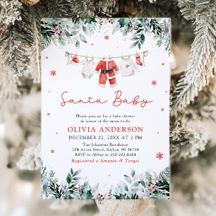 Rode Santa Baby Christmas Clothesline Baby shower Kaart