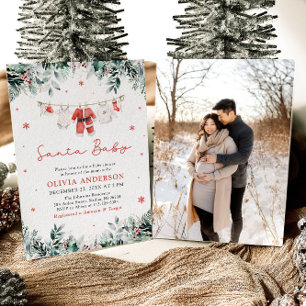 Rode Santa Baby Christmas Clothesline Baby shower Kaart