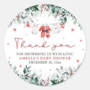 Rode Santa Baby Christmas Clothesline Baby shower Ronde Sticker