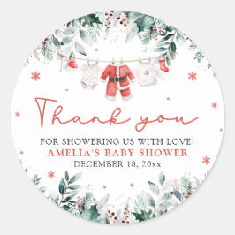 Rode Santa Baby Christmas Clothesline Baby shower Ronde Sticker
