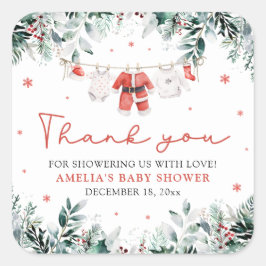 Rode Santa Baby Christmas Clothesline Baby shower Vierkante Sticker