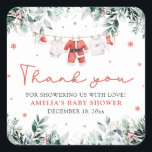 Rode Santa Baby Christmas Clothesline Baby shower Vierkante Sticker<br><div class="desc">Voeg een feestelijke flair toe aan uw baby shower met onze Rode Kerstman Baby Kerst Clothesline Baby shower Square Stickers! Met schattige rode kerstbabykleding op een feestelijke waslijn, zijn deze stickers ideaal voor het versieren van gunstzakken, cadeaudozen of zelfs uitnodigingen. Het charmante ontwerp voegt een vleugje vakantiegevoel toe aan uw...</div>