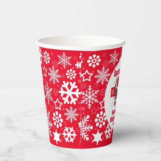 Rode Santa Baby Christmas Coquette Bow Baby shower Papieren Bekers (Rechts)
