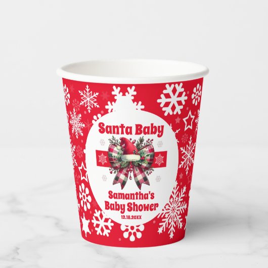 Rode Santa Baby Christmas Coquette Bow Baby shower Papieren Bekers (Voorkant)