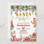 Rode Santa Baby Floral Kerst Baby shower Kaart (Voorkant)