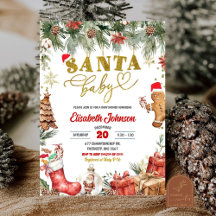 Rode Santa Baby Floral Kerst Baby shower