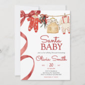 Rode Santa Baby Kerst Baby shower Kaart (Voorkant)