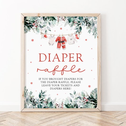 Rode Santa Baby Kerst Baby shower Luier Raffle Poster