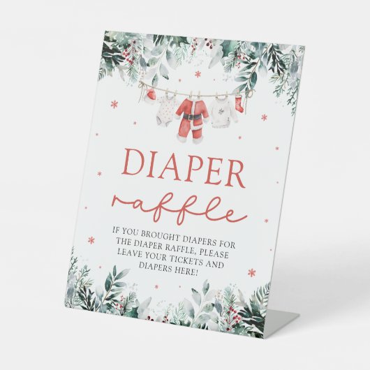 Rode Santa Baby Kerst Baby shower Luier Raffle Reclamebord Met Voetstuk (Voorkant)