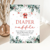 Rode Santa Baby Kerst Baby shower Luier Raffle Reclamebord Met Voetstuk
