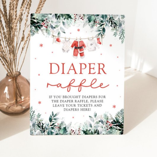 Rode Santa Baby Kerst Baby shower Luier Raffle Reclamebord Met Voetstuk