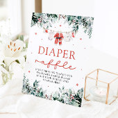 Rode Santa Baby Kerst Baby shower Luier Raffle Reclamebord Met Voetstuk