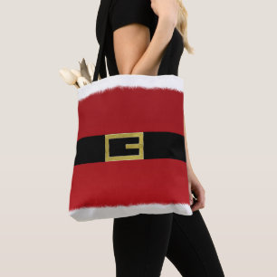 Rode Santa Claus riem & Witte bont Kerstvakantie Tote Bag