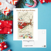 Rode  Santa Claus-vliegende rendiersterren Briefkaart