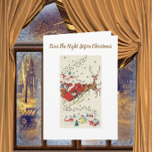 Rode  Santa Claus-vliegende rendiersterren Kaart