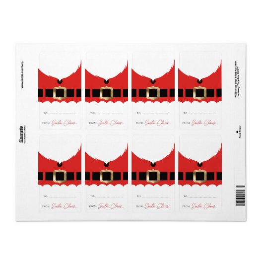 Rode Santa Coat Christmas Gift Label Sticker (Full Sheet)