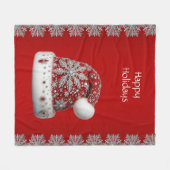 Rode Santa Hat Holiday Fleece Deken (Voorkant (Horizontaal))