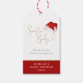 Rode Santa Hat Kerstmis Santa Baby Baby shower Cadeaulabel (Voorkant)