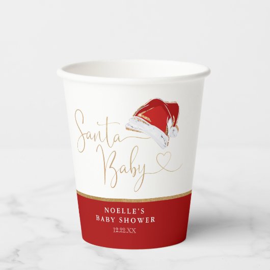 Rode Santa Hat Kerstmis Santa Baby Baby shower Papieren Bekers (Voorkant)
