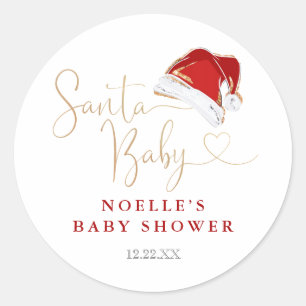 Rode Santa Hat Kerstmis Santa Baby Baby shower Ronde Sticker
