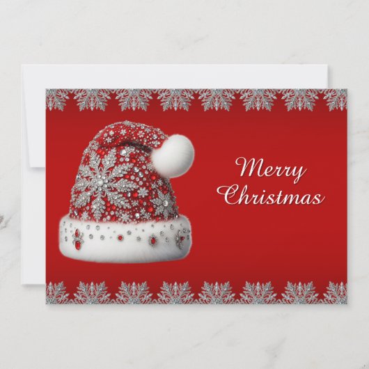 Rode Santa Hat Kerstvakantie Kaart (Voorkant)