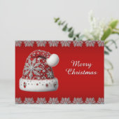 Rode Santa Hat Kerstvakantie Kaart (Staand voorkant)