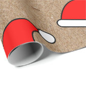 Rode Santa Hat Patroon op Rustieke Kraft Achtergro Cadeaupapier (Rol Hoek)