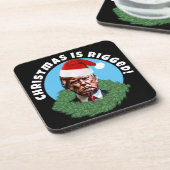 Rode Santa Hat Trump Rigged Christmas Bier Onderzetter (Linkerzijde)