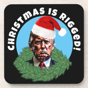 Rode Santa Hat Trump Rigged Christmas Bier Onderzetter