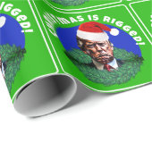 Rode Santa Hat Trump Rigged Christmas Cadeaupapier (Rol Hoek)