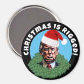 Rode Santa Hat Trump Rigged Christmas Magneet (Voorkant / Achterkant)