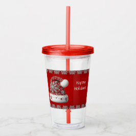 Rode Santa Hat Vakantie Acryl Tumbler Drinkbeker