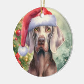 Rode Santa Hat Weimaraner Hondenkerst Keramisch Ornament (Links)