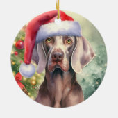 Rode Santa Hat Weimaraner Hondenkerst Keramisch Ornament (Achterkant)
