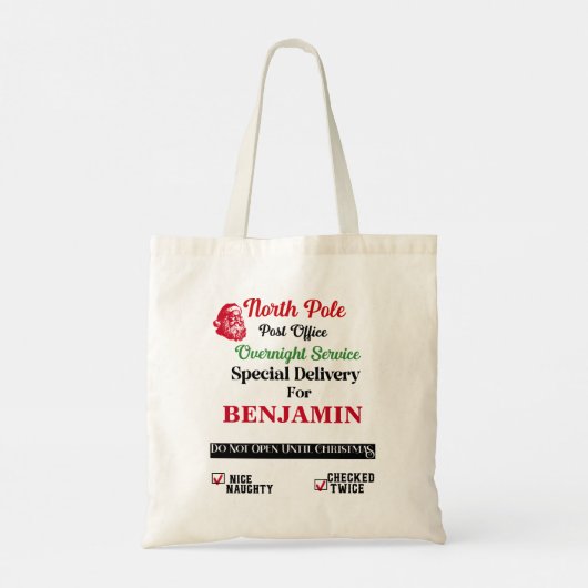Rode Santa Sack Noordpool Levering Tote Bag (Achterkant)