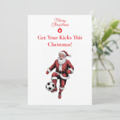 Rode Santa Soccer Speler Leuke Kerstvakantie Kaart (Staand voorkant)