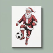 Rode Santa Soccer Speler Leuke Kerstvakantie Kaart