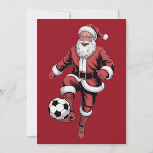 Rode Santa Soccer Speler Leuke Kerstvakantie Kaart (Voorkant)