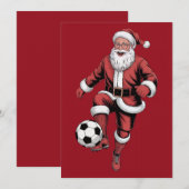 Rode Santa Soccer Speler Leuke Kerstvakantie Kaart (Voorkant / Achterkant)
