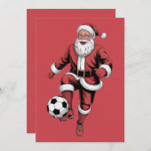 Rode Santa Soccer Speler Leuke Kerstvakantie Kaart (Voorkant / Achterkant)